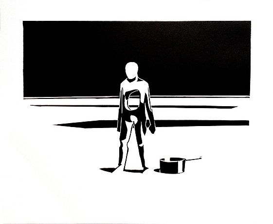 Wilhelm Sasnal, ohne Titel, 2013. Linolschnitt auf Papier, 41.7 x 50.7 cm. Mit freundlicher Genehmigung des Künstlers.