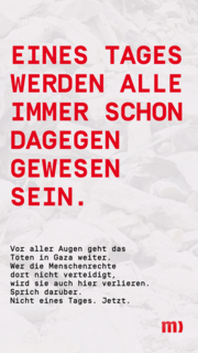 Sharepic für Social Media - Gaza: Eines Tages werden alle schon immer dagegen gewesen sein