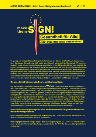 Make them SIGN – Jetzt Patentfreigabe durchsetzen! Make them SIGN – Jetzt Patentfreigabe durchsetzen!
