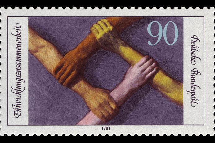 "Wir müssen nur alle am gleichen Strang ziehen". Briefmarkenmotiv von 1981.