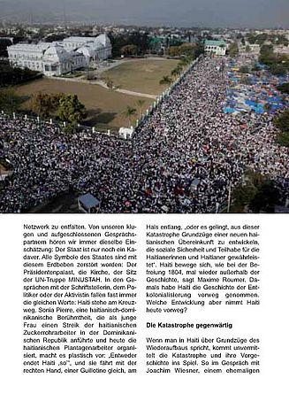 Die Ohnmacht und die Obdachlosen.
Haitianer fordern Hilfe vor dem eingestürzten Präsidentenpalast.