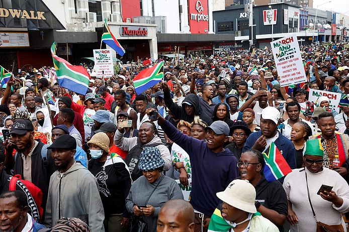 Demonstration gegen Migrant:innen in Durban, Südafrika