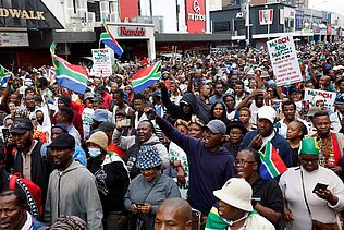 Demonstration gegen Migrant:innen in Durban, Südafrika