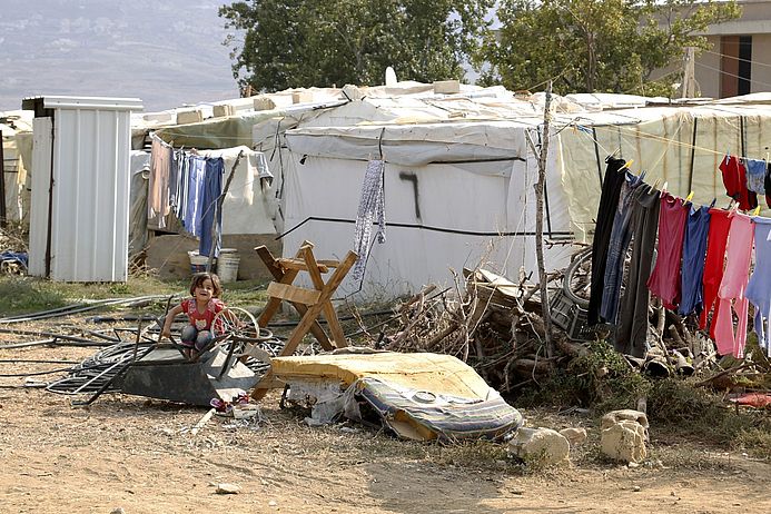 Informelles Flüchtlingscamp in Bourj el-Barajneh, südlich von Beirut. (Foto: Holger Priedemuth)