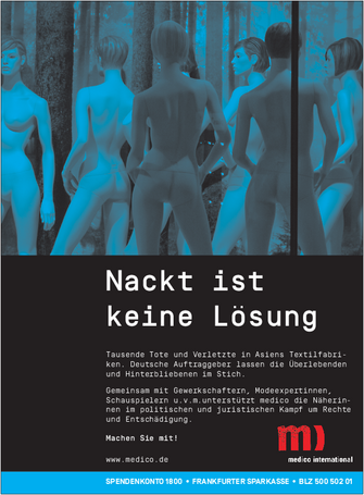 Anzeige Nackt ist keine Lösung - Format 210 x 285 mm