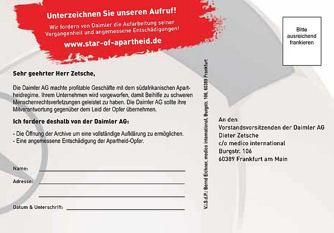 ... oder schicken Sie eine Protest-Postkarte an Daimler.