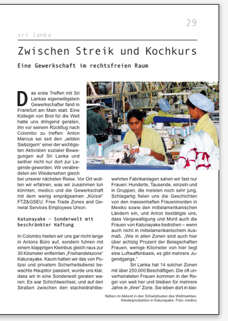 Nähen im Akkord in den Schwitzbuden des Weltmarktes, Kleiderproduktion in Katunayake.
