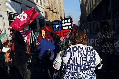Chile, Demonstration vor dem Verfassungsreferendum