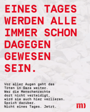 Sharepic für Social Media - Gaza: Eines Tages werden alle schon immer dagegen gewesen sein