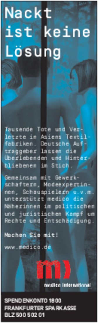 Anzeige Nackt ist keine Lösung - Format 45 x 150 mm